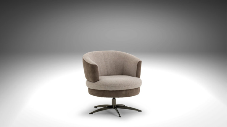 Fauteuil pivotant BLENDA - Optez pour ce modèle bi-matière au design tout en rondeur
