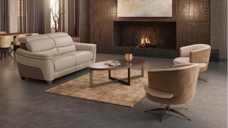 Sofa PAGODA | Straight sofa in leather, fabric or microfiber