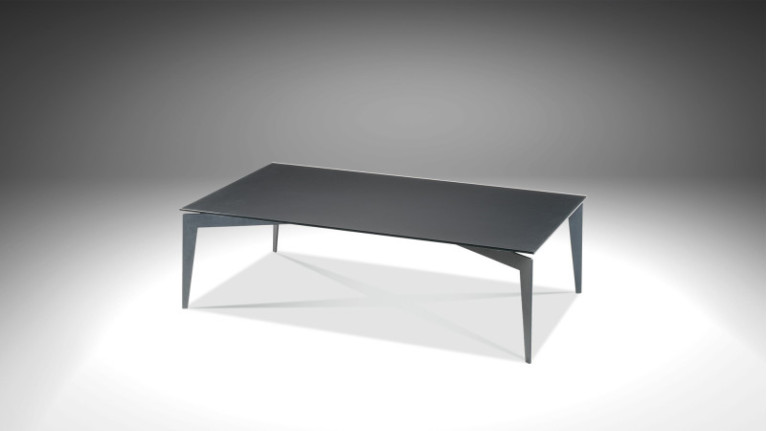 Table basse rectangulaire BOREAL - En acier vernis sablé et verre trempé, une table en toute simplicité pour votre salon.