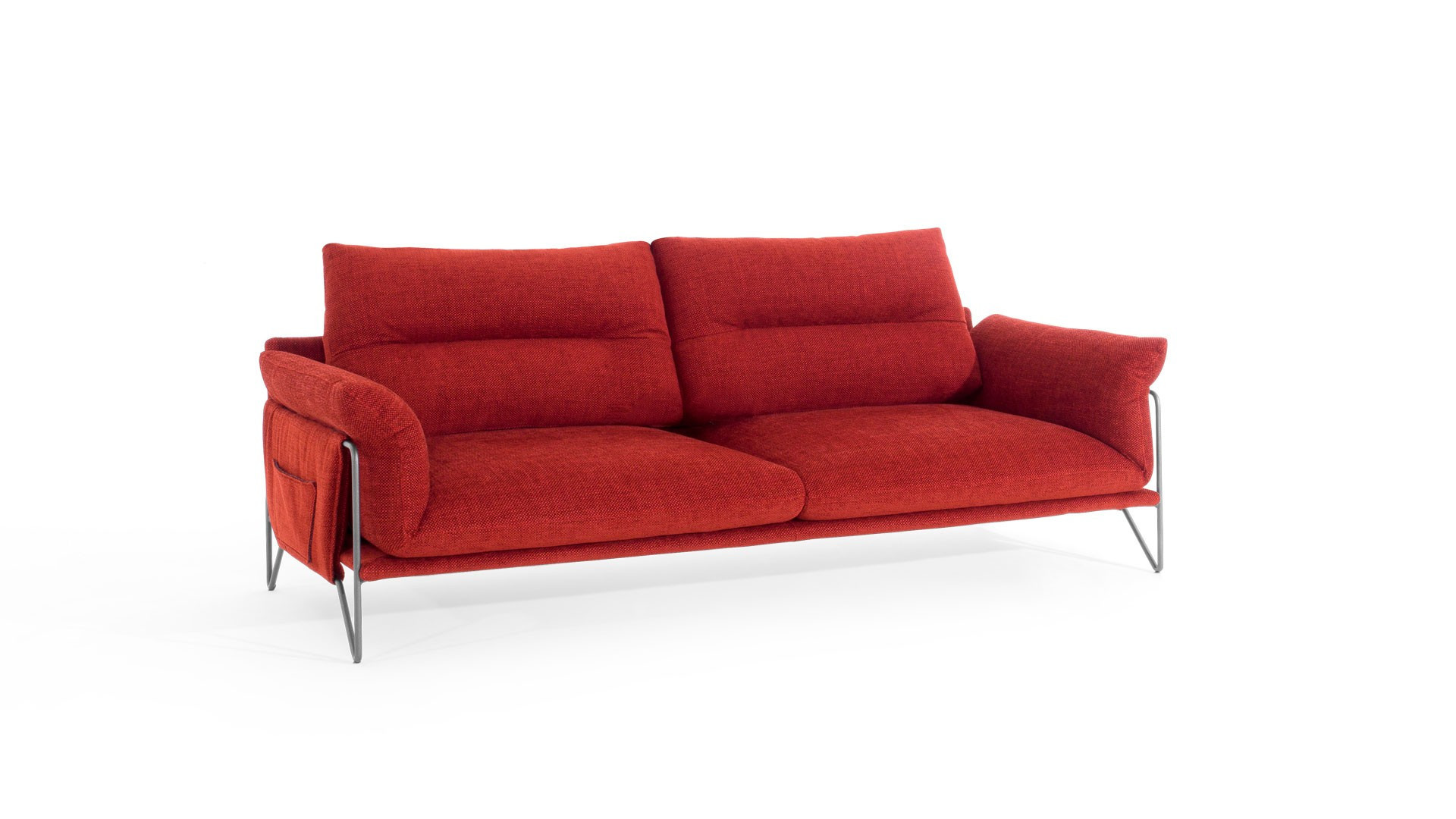 SUNSET Sofa - Metal structure and base, feather pillows with unique plumping for your comfort.