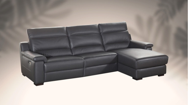 Canapé d'angle chaise longue relaxation électrique TORONTO - Canapé d'angle en cuir, qualité du confort et élégance indémodable.