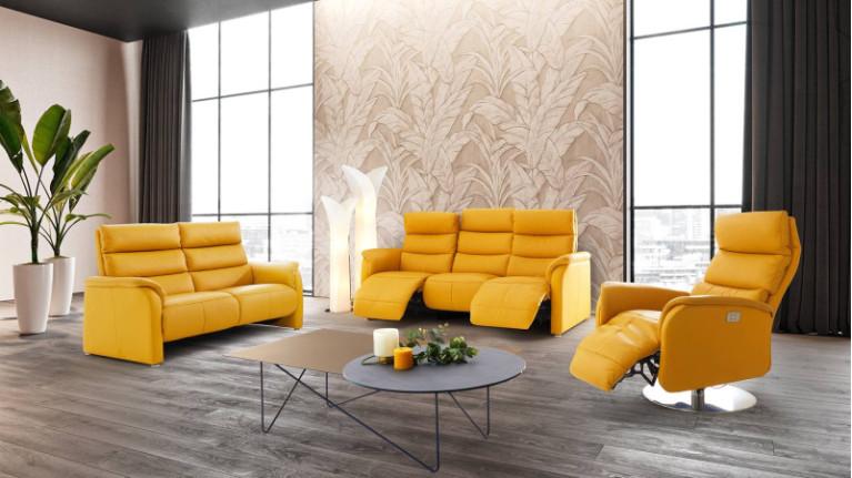 Electric corner sofa in grey fabric SMILE | Grand angle