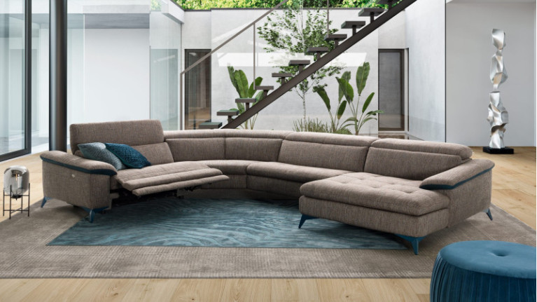 Canapé d'angle dormeuse relaxation électrique tissu MONZA - Canapé ultra configurable pour répondre aux mieux à vos besoins et v