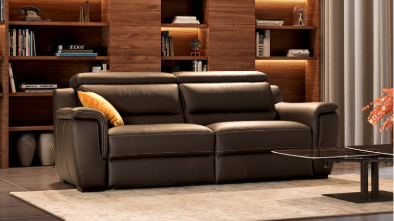 Canapé 2 3 places MONCEAU - Canapé aux lignes sobres, réalisable en cuir ou tissu dans de multiples dimensions.