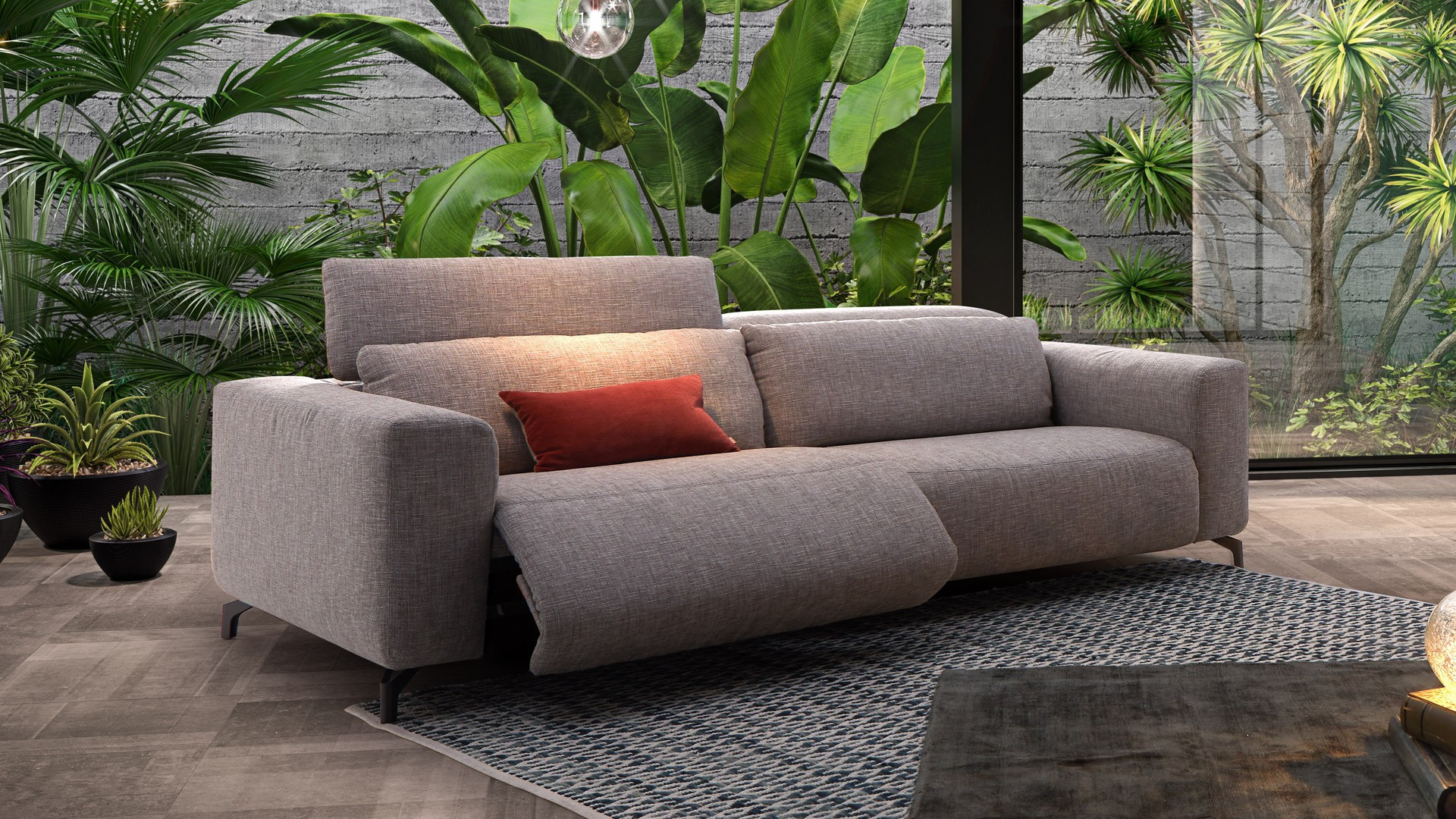 INDI electric recliner sofa - Let yourself be overwhelmed by a feeling of well-being in this soft, comfortable recliner sofa.