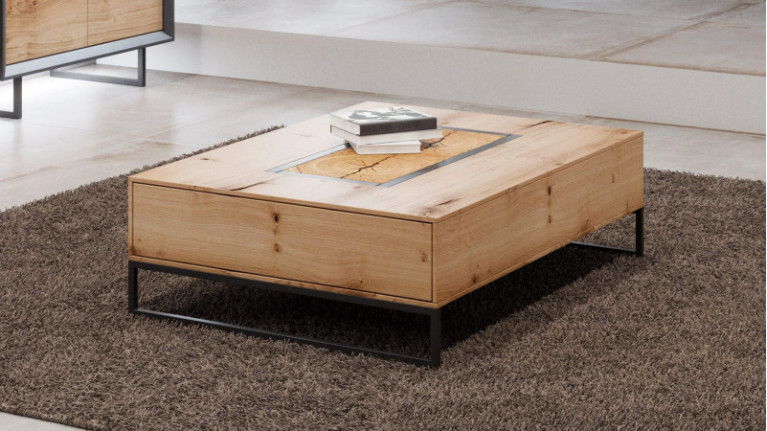 Table basse rectangulaure en bois CHALET - Avec ou sans insert céramique, une collection authentique pleine de charme.