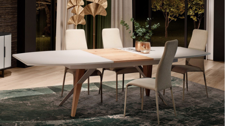 Table de repas extensible CIRCUS - Dotée d'une allonge centrale intégrée. Cette table fonctionnelle, elle vous permet de un gain