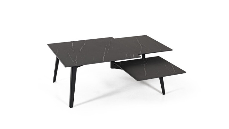 Coffee table MONCEAU | Ceramic top, black lacquered metal base