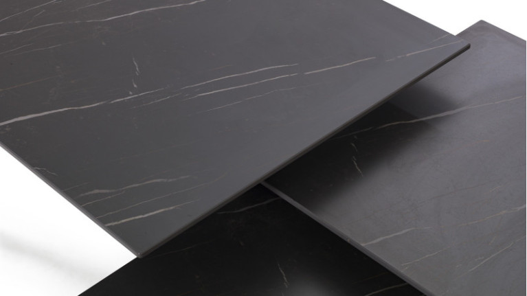 Coffee table MONCEAU | Ceramic top, black lacquered metal base