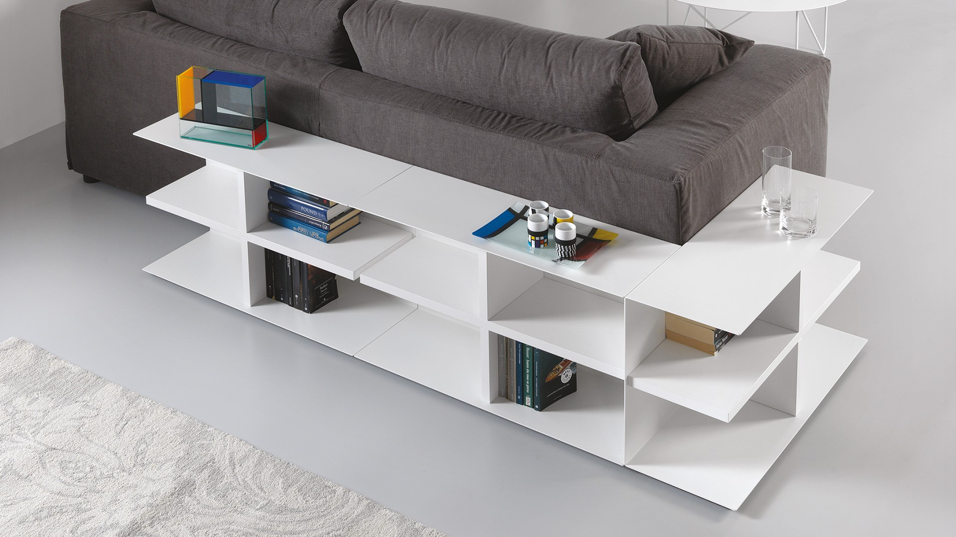 SLIM multi-purpose unit - practical and decorative, this unit can be used as both a bookcase and a sideboard.