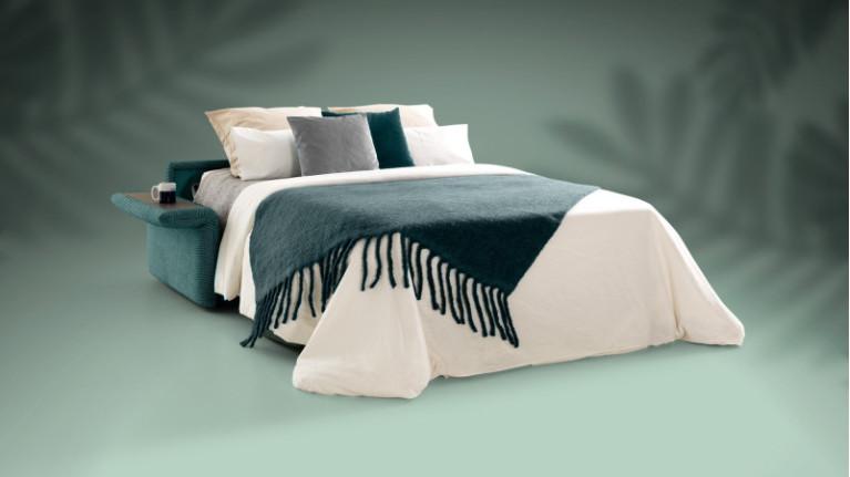 Convertible sofa NAPPY | Bedside table inserted in armrest