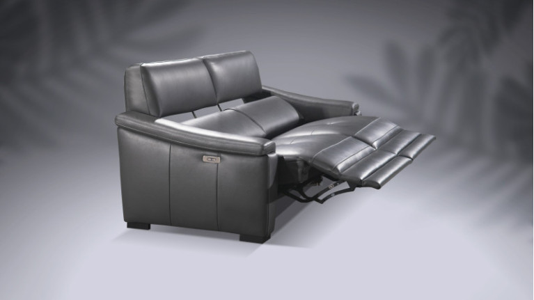 3-seater MILAN sofa with 2 recliners and electric headrests
