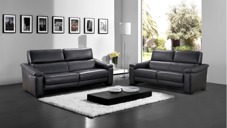 3-seater MILAN sofa with 2 recliners and electric headrests