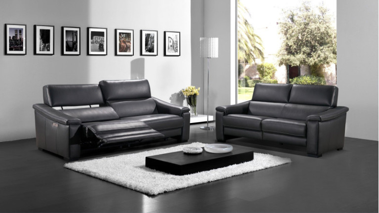 3-seater MILAN sofa with 2 recliners and electric headrests