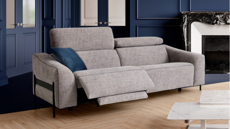 Canapé relaxation électrique LUNIA - Confort moelleux et têtière réglable électriquement pour ce modele aux multiples configurat