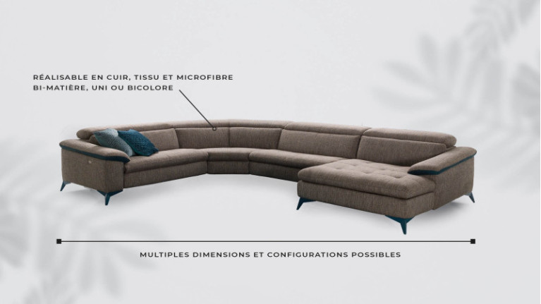 MONZA electric corner sofa with chaise longue