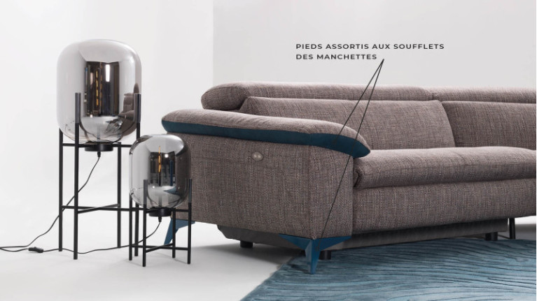 MONZA panoramic leather corner sofa, electric relaxation