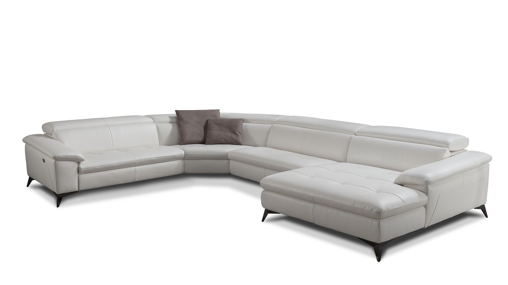 MONZA panoramic leather corner sofa, electric relaxation