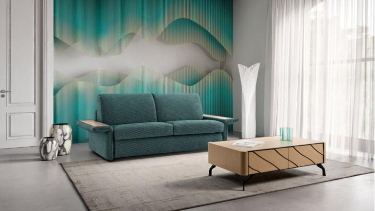 Convertible sofa NAPPY | Bedside table inserted in armrest