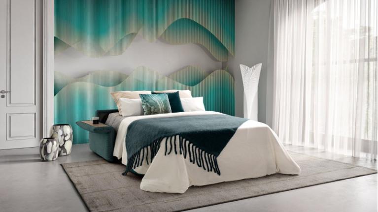 Convertible sofa NAPPY | Bedside table inserted in armrest