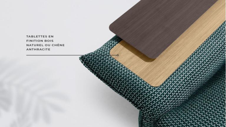 Convertible sofa NAPPY | Bedside table inserted in armrest