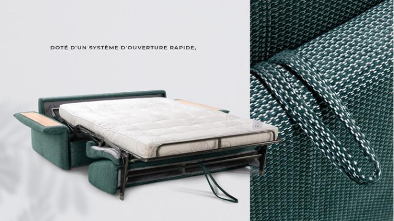 Convertible sofa NAPPY | Bedside table inserted in armrest