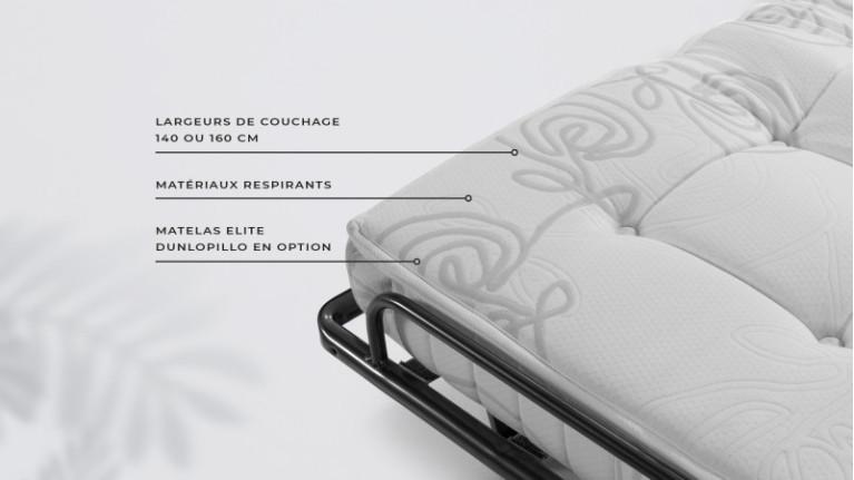 Convertible sofa NAPPY | Bedside table inserted in armrest