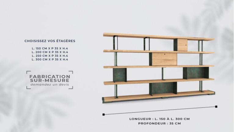 NATURA TV stands | Composition with solid wood shelves