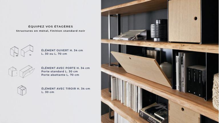 NATURA bookcase | Composition with solid wood shelves