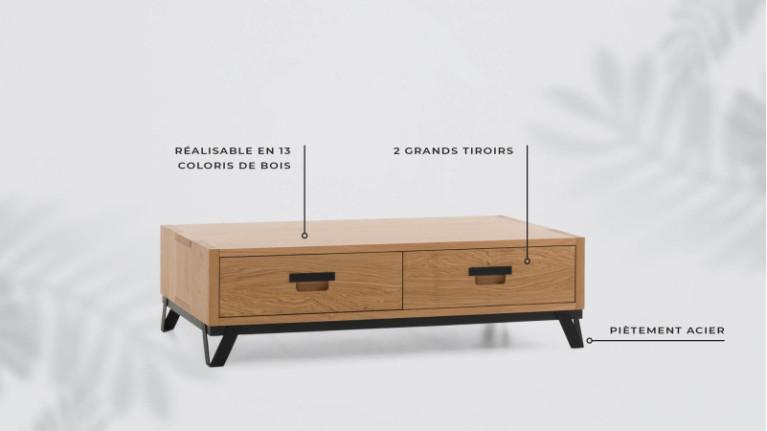 Coffee table 2 drawers FABRIQUE | La bois sulbimé