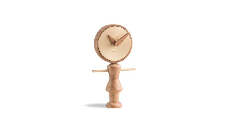 Wood and brass table clock, 2 finishes, NENE-NENA