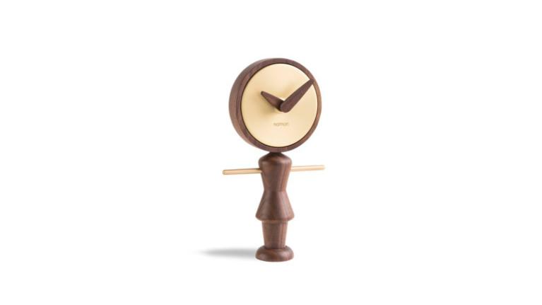 Wood and brass table clock, 2 finishes, NENE-NENA