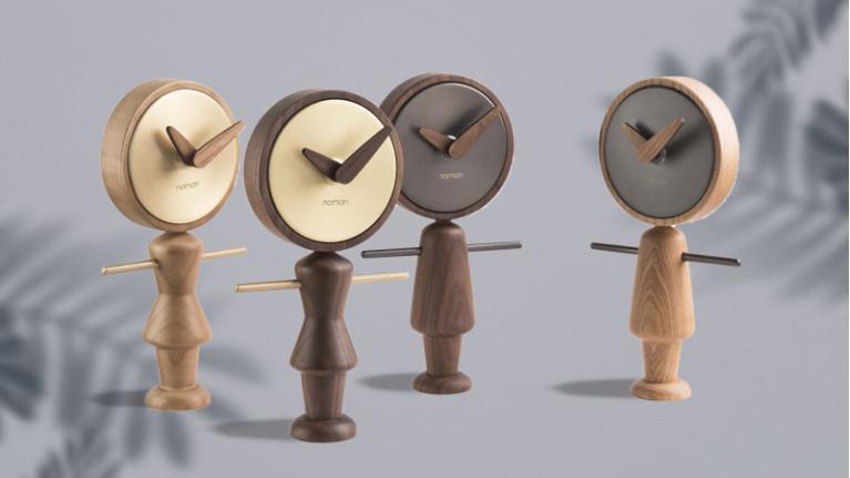 Wood and brass table clock, 2 finishes, NENE-NENA