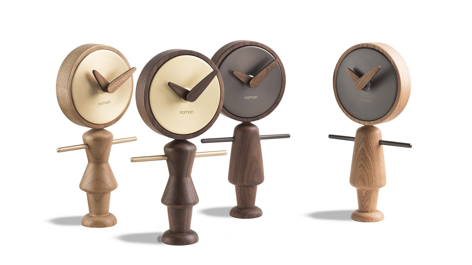 Wood and brass table clock, 2 finishes, NENE-NENA