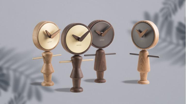 Wood and brass table clock, 2 finishes, NENE-NENA