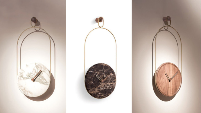 Wall clock ESLABON | Dial in solid wood or marble.