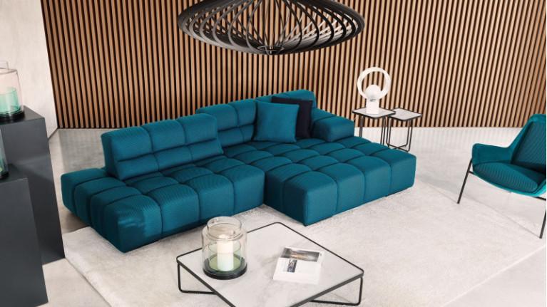 Sofa chaise longue TEMPLE | with adjustable seat depth