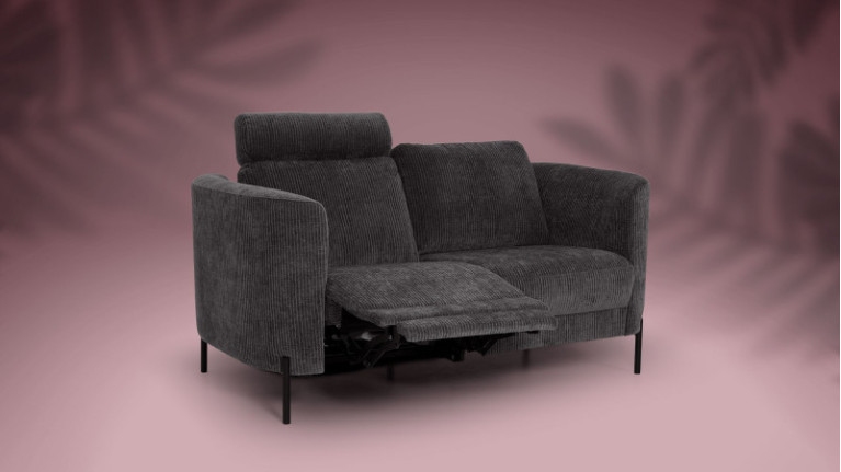 KLUB grey fabric 2-seater electric recliner sofa