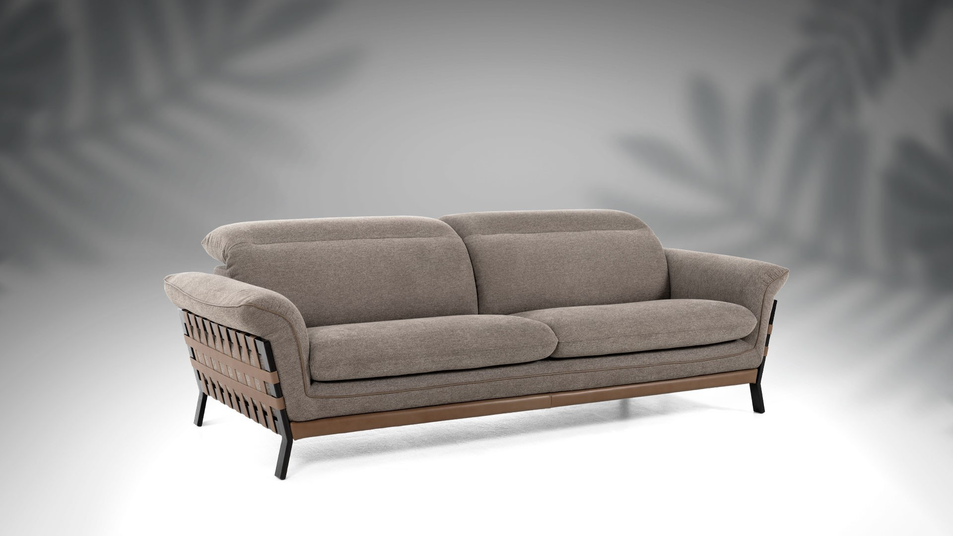 2 to 3-seater sofa in high-quality beige fabric TRESSY