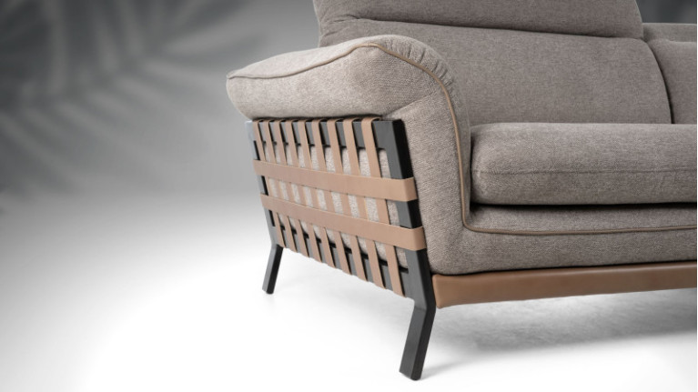 TRESSY I Sofa Soft comfort, elegant woven leather armrests