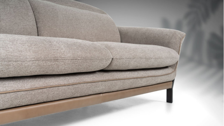 TRESSY I Sofa Soft comfort, elegant woven leather armrests