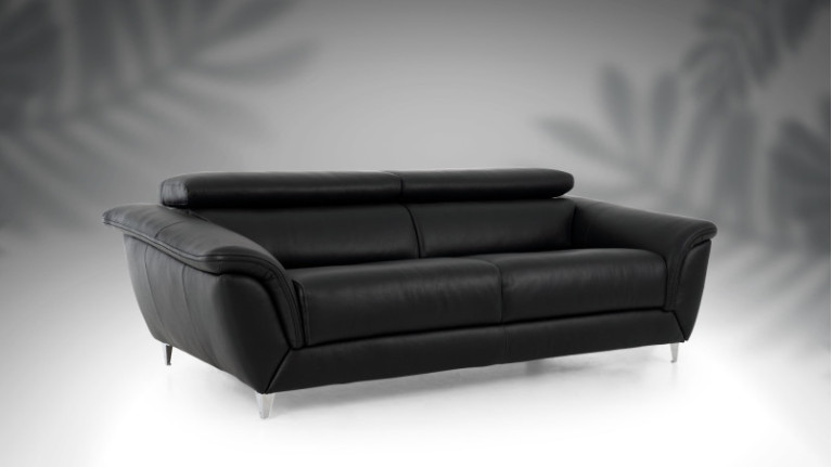 Canapé convertible en cuir noir SIENA au confort personnalisable