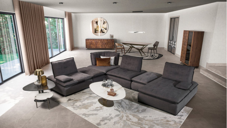 The OREO| 100% modular corner sofa. Folding backrests