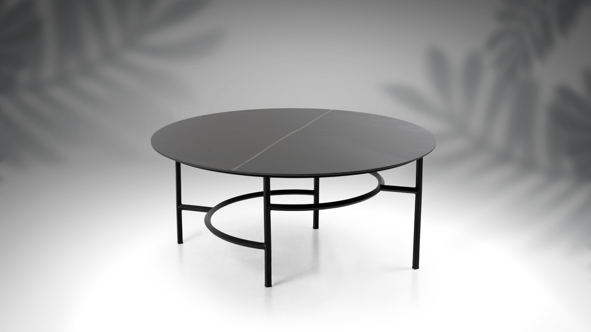 ALIZEE round coffee table in marble-effect ceramic