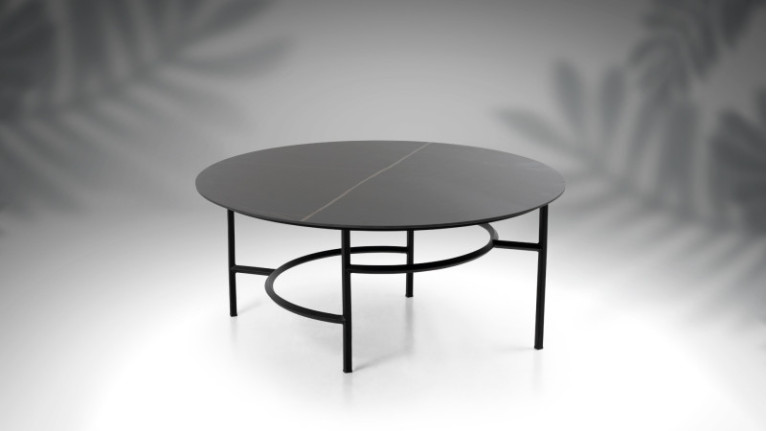 Table basse ronde ALIZEE en céramique effet marbre