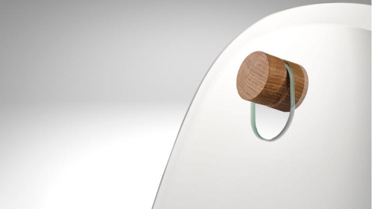 Mirror LAGO I Organic shape and oak hook