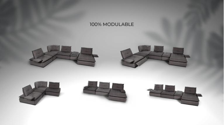 OREO | 100% modular corner sofa. Fold-down backrests