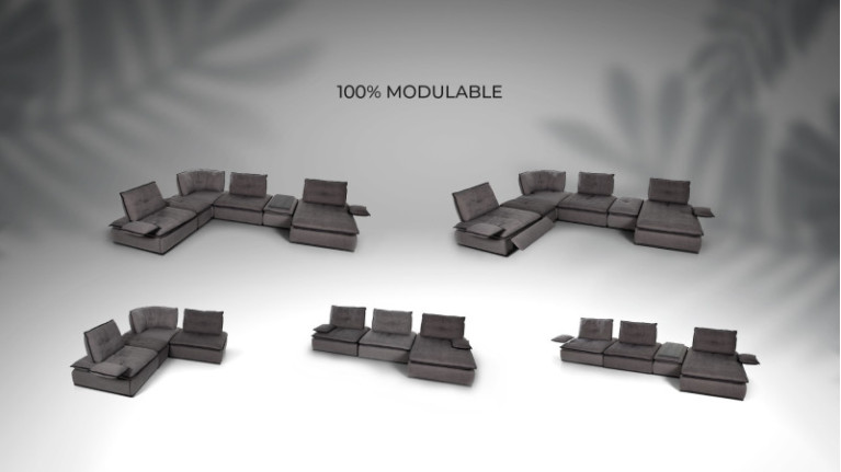 The OREO| 100% modular corner sofa. Folding backrests