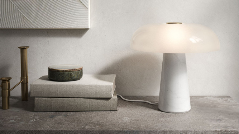 GLOSSY I Lamp Marble and opal glass for this design award winner