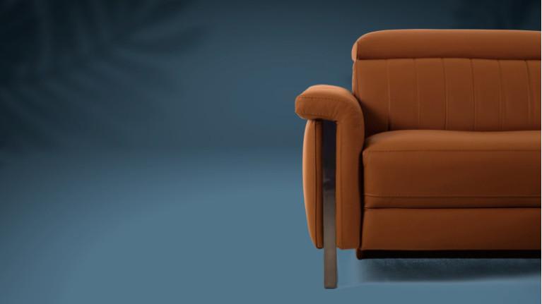 DETROIT reclining sofa with original padding and flip-up headrests